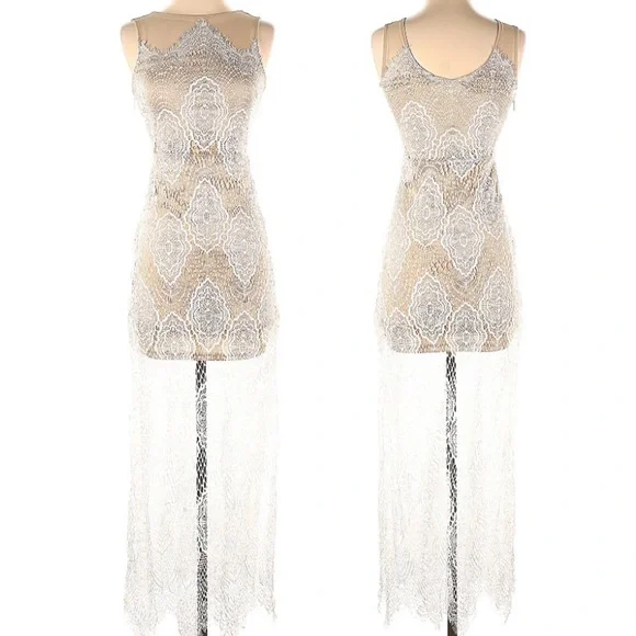 Illusion Lace Overlay Sheer Dress | Color: Cream/White | Size: Xs | Redemptionrack's Closet